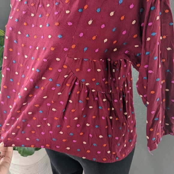 Anthropologie MaEve Embroidered Dot Blouse - Picture 4 of 11